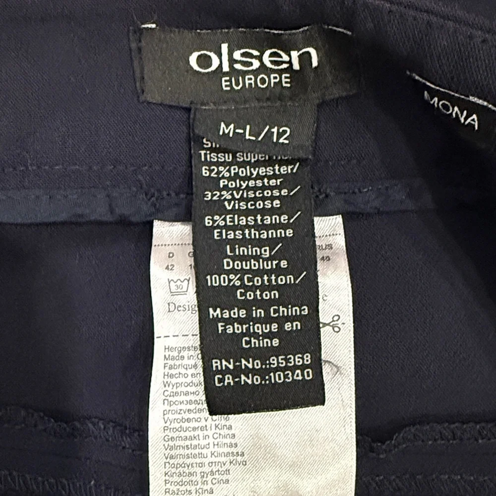 Olsen Europe Navy Dress Pants Women’s M/L Stretch Straight Leg - Picture 2 of 3